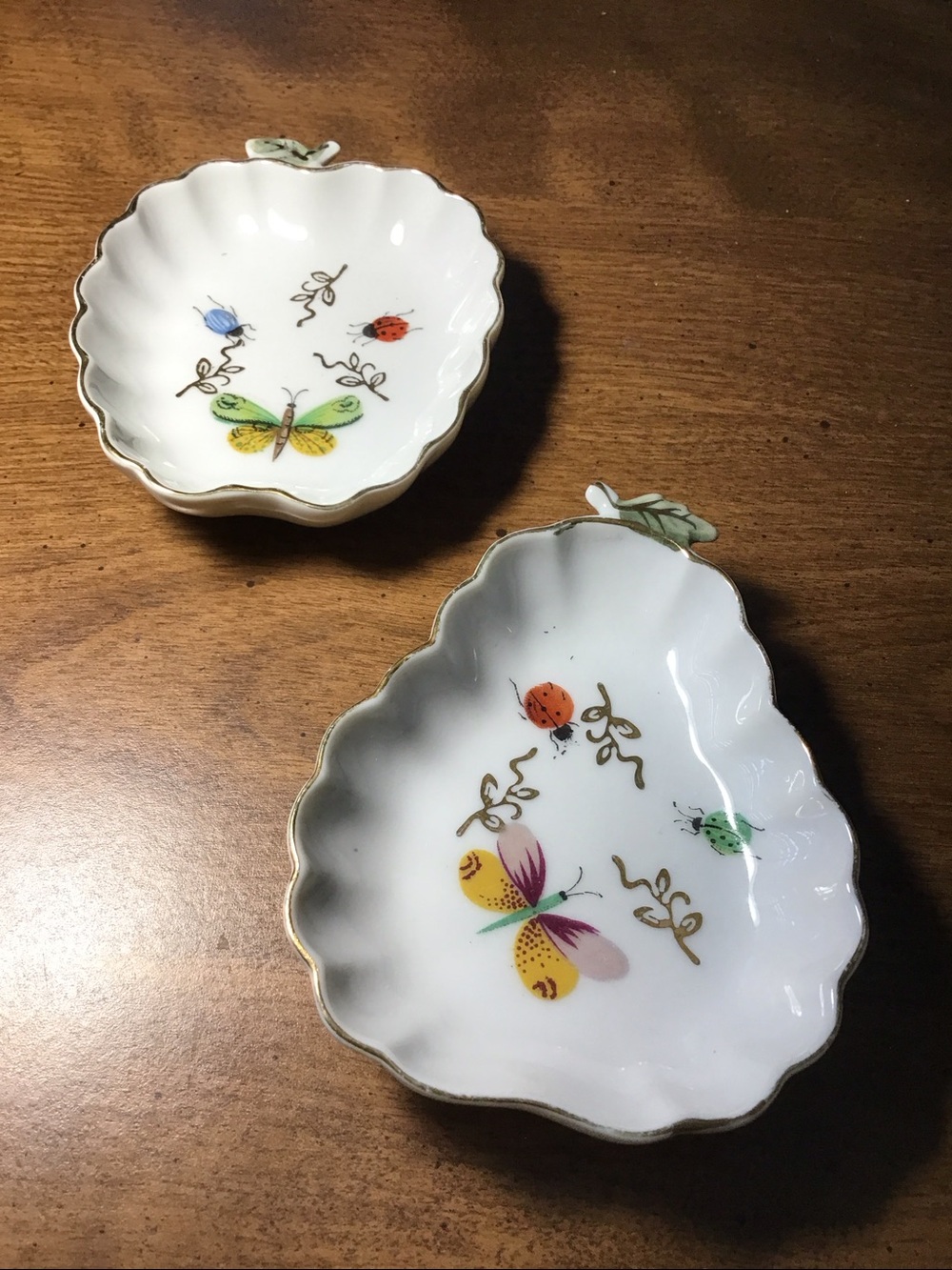 Vintage Set of 2 Ardalt Lenwile China Fruit Shaped Trinket Dish, Hand painted